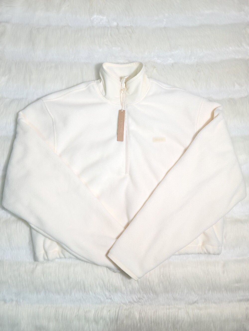 SKIMS Teddy Half Zip Up Pullover Jacket White Ecru Women Medium NEW